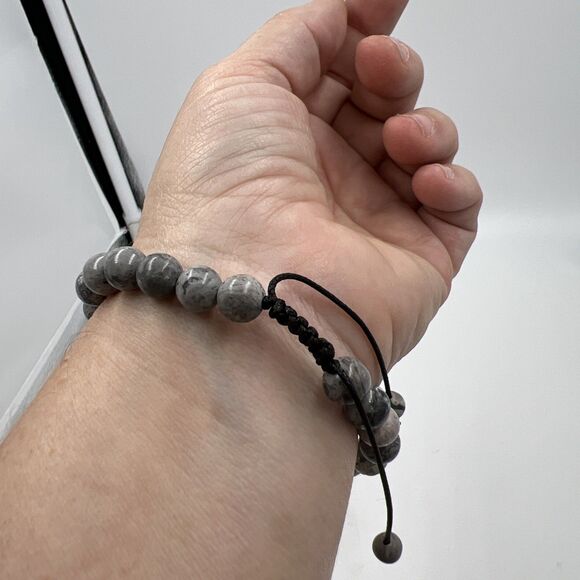 New Macrame Bracelet Unisex Adjustable Healing Hematite And Picasso Jasper Beads - Picture 9 of 9